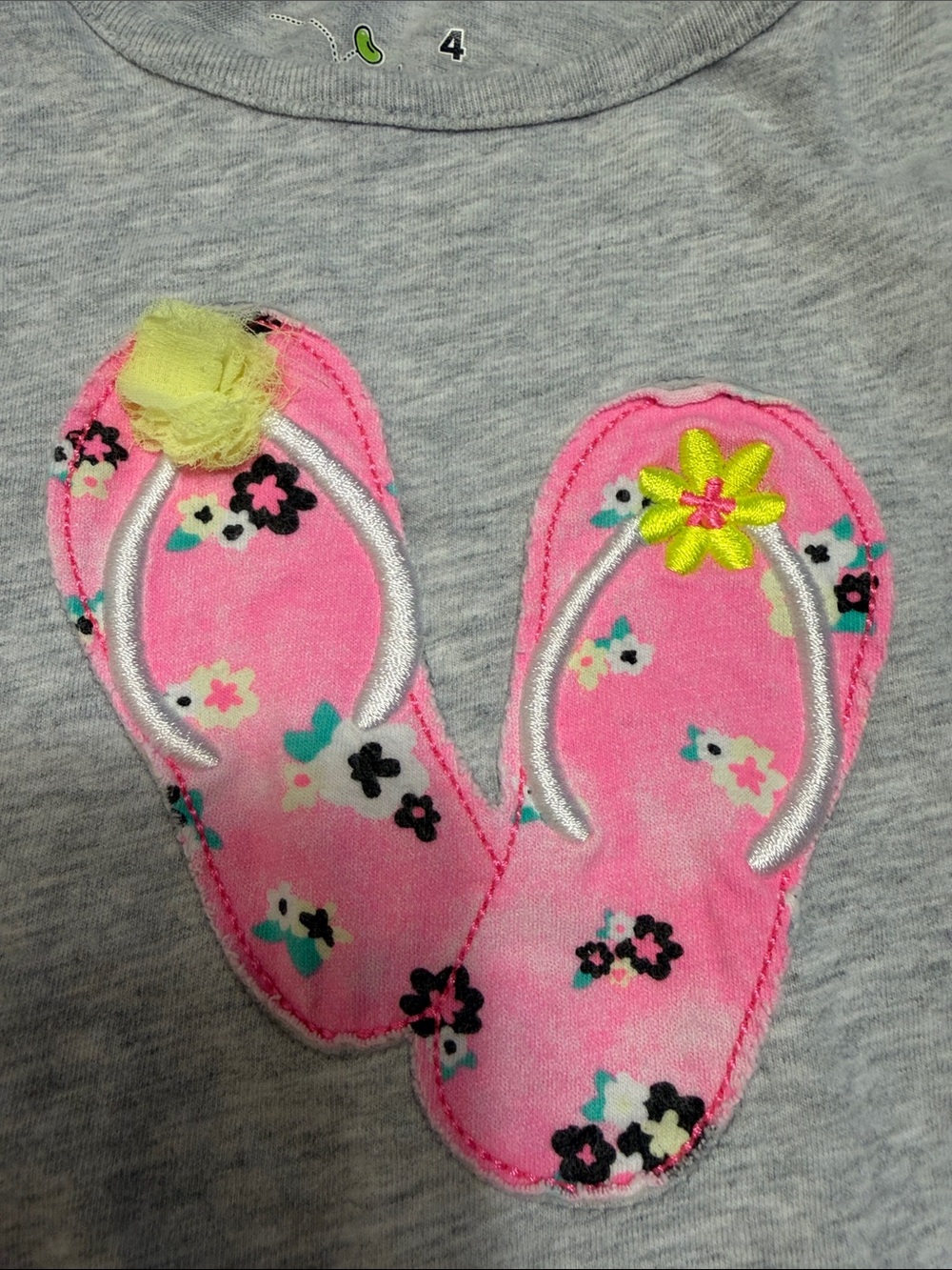 jumping beans Light Gray Tee with Pink Flip Flop Patches - Picture 5 of 6